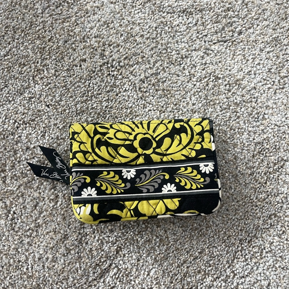 Vera Bradley Yellow Black Floral Quilted Wallet